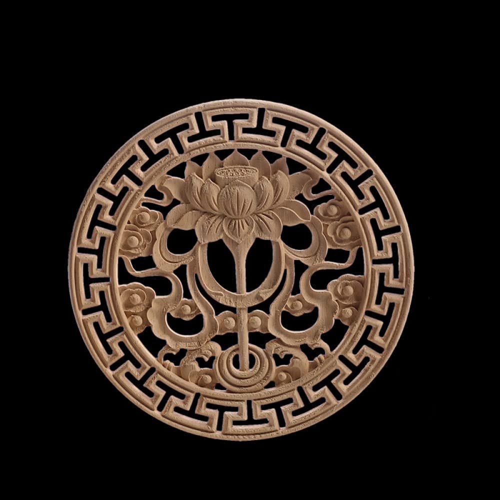Wood Applique Wood Decal Wood Craft Onlay Door Carving Unpainted Classical Leaves Wooden Furniture Decoration Accessories Window,18cmx18cm,A