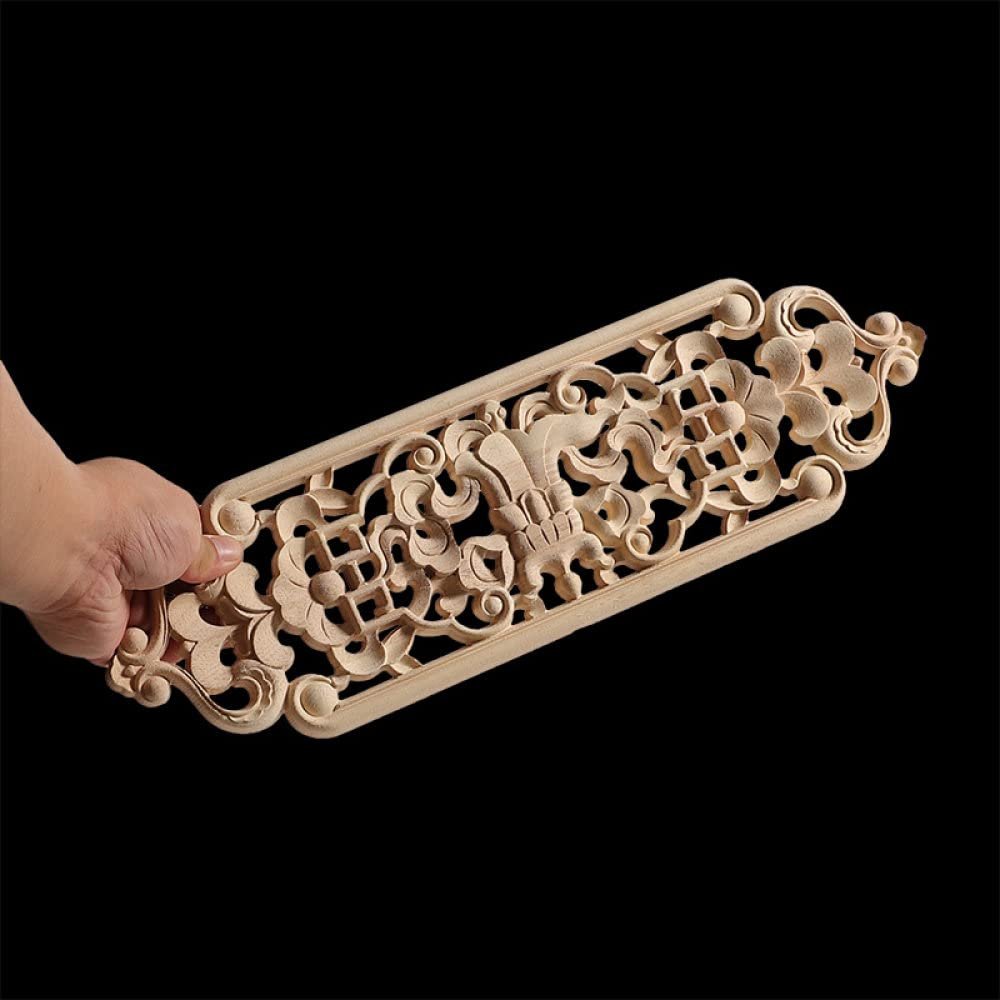 Carving Lines Wood Applique Wood Decal Onlay Unpainted Ornamental Long Rose Flower Rubber Wood Corner Walls Furniture,ZH6,50,15
