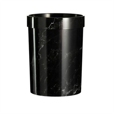 DYPASA Wastepaper Basket Fashion Marble Pattern Trash Can Plastic Kitchen Bathroom Trash Can Without Cover Simple Waste Bin Garbage Can (Color : Black)