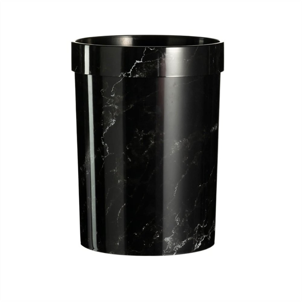 DYPASA Wastepaper Basket Fashion Marble Pattern Trash Can Plastic Kitchen Bathroom Trash Can Without Cover Simple Waste Bin Garbage Can (Color : Black)