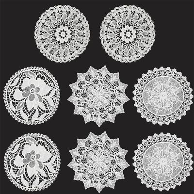 8 Pieces 6 Inch Cotton Lace Doilies Crochet Handmade Lace Coasters Round Lace Placemat Rustic Table Doilies Decors for Kitchen Dining Room Party Dressers Dream Catcher Decoration (Combo 3)