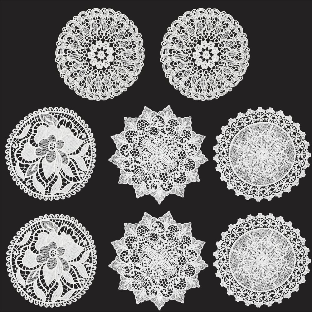 8 Pieces 6 Inch Cotton Lace Doilies Crochet Handmade Lace Coasters Round Lace Placemat Rustic Table Doilies Decors for Kitchen Dining Room Party Dressers Dream Catcher Decoration (Combo 3)