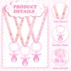 Junkin 60 Pieces Baby Shower Pacifiers Necklace Acrylic Pacifiers Necklace Charm for Baby Shower Party Favors Decorations, Women Style(Pink, Gold) view 2