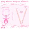 Junkin 60 Pieces Baby Shower Pacifiers Necklace Acrylic Pacifiers Necklace Charm for Baby Shower Party Favors Decorations, Women Style(Pink, Gold) view 3
