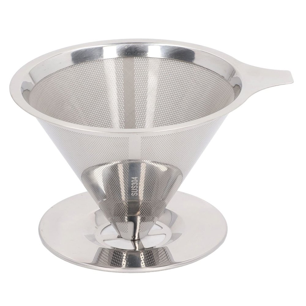 Portable Pour Over Coffee Dripper, 304 Stainless Steel Slow Drip Coffee Filter, Metal Fine Mesh Strainer, Metal Cone Paperless Reusable Coffee Maker, Coffee Maker Accessory