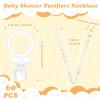 Junkin 60 Pieces Baby Shower Pacifiers Necklace Acrylic Pacifiers Necklace Charm for Baby Shower Party Favors Decorations, Women Style(White, Gold) view 3