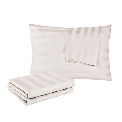 100% Egyptian Cotton Standard Pillow Protectors Set of 4, 400 Thread Count Sateen Weave Cooling Pillowcase, Easy Care Zippered Style Pillow Covers (4 Pack, Stripe-Light Beige, Standard)