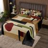 Abstract Quilt Set for Kids Teens,Red Brown Green Bedspread Coverlet,Retro Style Bed Cover Grid Square Stripe Bedding Set Decorative Quilted 2 Piece Coverlet Set with 1 Pillow Sham,Twin Size view 1
