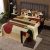 Abstract Quilt Set for Kids Teens,Red Brown Green Bedspread Coverlet,Retro Style Bed Cover Grid Square Stripe Bedding Set Decorative Quilted 2 Piece Coverlet Set with 1 Pillow Sham,Twin Size view 2