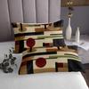 Abstract Quilt Set for Kids Teens,Red Brown Green Bedspread Coverlet,Retro Style Bed Cover Grid Square Stripe Bedding Set Decorative Quilted 2 Piece Coverlet Set with 1 Pillow Sham,Twin Size view 4