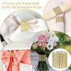 2 Pcs Acrylic Clear Vases for Wedding Centerpieces, 23.62in Tall Flower Vases, Engagement Home Party Table Decor Centerpiece Vases, Rectangular Acrylic Flower Stand with 10 Pcs Gold Napkin Rings view 3