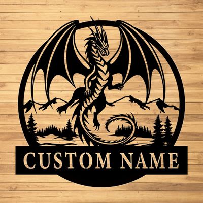 Custom Dragon Metal Wall Signs - Personalized Dragon Metal Wall Art - Dragon Metal Wall Decor - Dragon Name Signs - Dragon Lover's Gifts - Family Name Dragon Signs