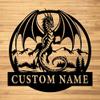 Custom Dragon Metal Wall Signs - Personalized Dragon Metal Wall Art - Dragon Metal Wall Decor - Dragon Name Signs - Dragon Lover's Gifts - Family Name Dragon Signs view 1