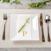 Luxenap 15.8 X 7.9 Inch Linen-Feel Guest Towels, 50 Lettered Hand Towels - Gold Letter 'P', Sans Serif Font, White Paper Dinner Napkins, airlaid, For Restrooms And Tables view 4