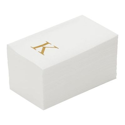 Luxenap 15.8 X 7.9 Inch Linen-Feel Guest Towels, 2000 Lettered Hand Towels - Gold Letter 'K', Sans Serif Font, White Paper Dinner Napkins, airlaid, For Restrooms And Tables