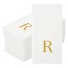 Luxenap 15.8 X 7.9 Inch Linen-Feel Guest Towels, 2000 Lettered Hand Towels - Gold Letter 'R', Sans Serif Font, White Paper Dinner Napkins, airlaid, For Restrooms And Tables view 2