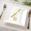 Luxenap 15.8 X 7.9 Inch Linen-Feel Guest Towels, 2000 Lettered Hand Towels - Gold Letter 'R', Sans Serif Font, White Paper Dinner Napkins, airlaid, For Restrooms And Tables view 3