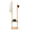 VVABRA Coat Stand Coat Rack Wooden Coat Rack Space Saving Clothing Rack Freestanding Coat Stand with Shelves and Hooks Coat Holder view 1