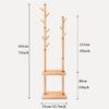 VVABRA Coat Stand Coat Rack Wooden Coat Rack Space Saving Clothing Rack Freestanding Coat Stand with Shelves and Hooks Coat Holder view 2