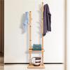 VVABRA Coat Stand Coat Rack Wooden Coat Rack Space Saving Clothing Rack Freestanding Coat Stand with Shelves and Hooks Coat Holder view 4
