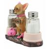 1 Set Of Hot & Spicy Pink Girl Dog Glass Salt Pepper Shakers Holder Figurine view 2