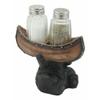 1 Set Of Black Bear Salt And Pepper Shakers Set 5"H Papa Bear Carrying A Canoe Statue view 3