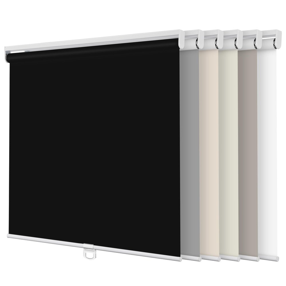 BERISSA Blackout Roller Shades for Windows Cordless Roller Blinds UV Protection Energy Saving Room Darkening Shades for Windows,French Door,Bedroom,Home,Office,Easy to Install.Black,41" W x 56" H.
