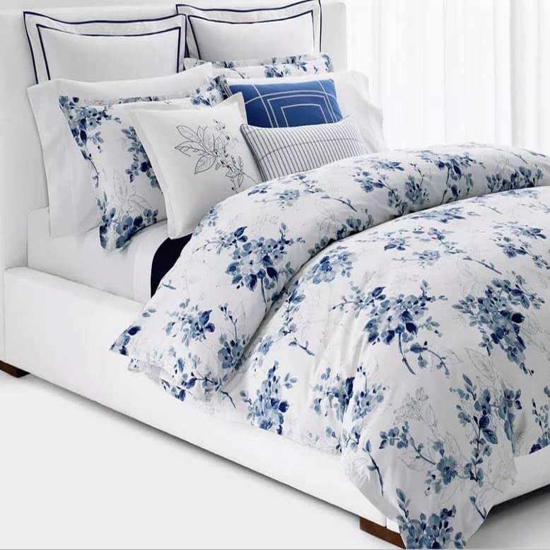 Lauren Ralph Lauren Sandra Blue Floral Full Queen 3 pc Comforter Set Shams (Queen)