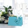 Surakey Table Cards 50PCS Place Card Name Cards Butterfly Paper Card Hollow Out Dinner Wedding Decoration Holiday Celebration Desk Setting Invitation, 4.72 x3.54x0.59inch (Dark Blue) view 4