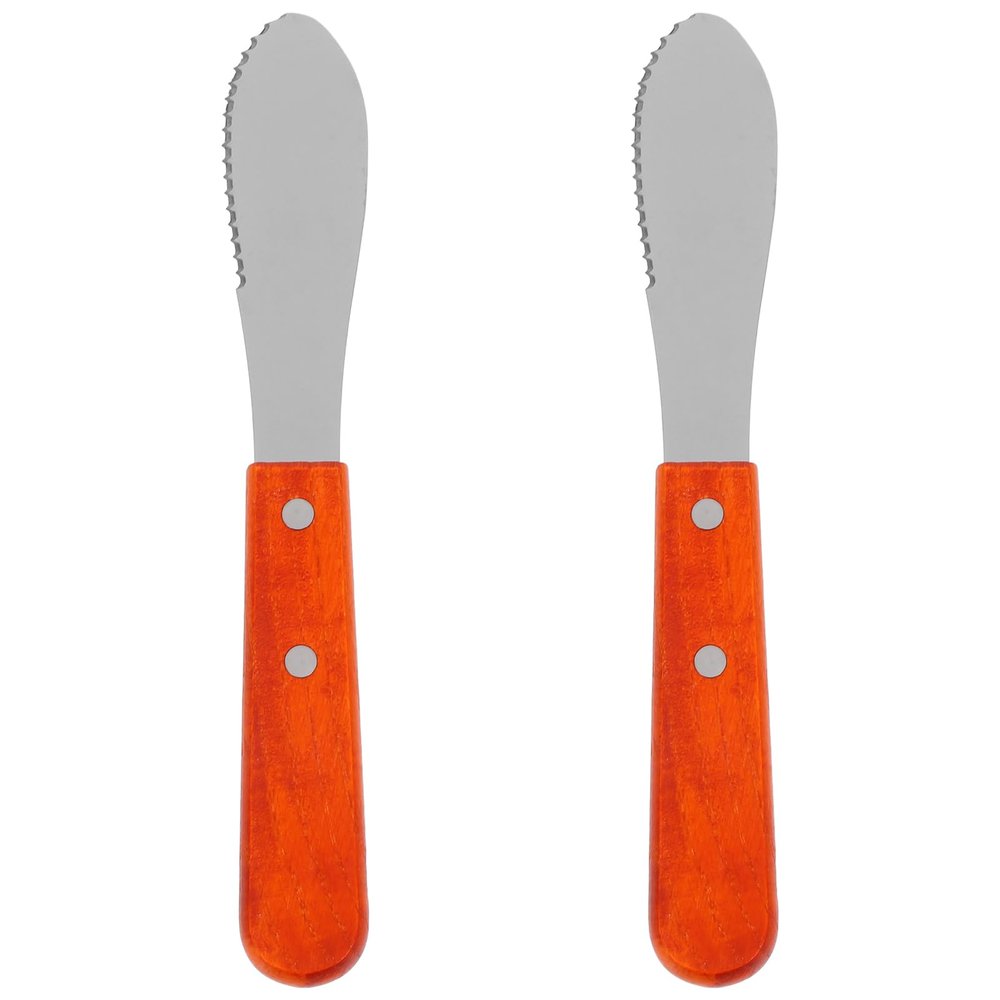 SHERCHPRY 2pcs Creamcheese Butter Straight Spreader Butter Spatula Sandwich Cutting Machine Scraper Wooden Handle Small Tools Bamboo Icing Spatula Smoother Cream