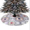 48 Inches Christmas Tree Skirt, Abstract Modern Geometric Tree Skirt for Xmas Holiday Merry Christmas Party Decorations Xmas Tree Mat Ornaments Boho Art Lines Lattice view 1