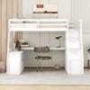 DEINPPA Loft Bed with Desk and Storage, Twin Size Loft Bed with Drawers and Stairs, Wooden Loft Bed for Kids Teens Boys Girls, Bed Desk Combo, No Box Spring Needed-White view 3