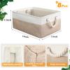 meekoo 8 Pack Collapsible Storage Bins Fabric Storage Bins Polyester Fabric Baskets with Handles Linen Closet Organizer for Shelf Home Closet Towels Toys(15 x 11 x 9.5 in,Beige) view 3