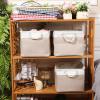 meekoo 8 Pack Collapsible Storage Bins Fabric Storage Bins Polyester Fabric Baskets with Handles Linen Closet Organizer for Shelf Home Closet Towels Toys(15 x 11 x 9.5 in,Beige) view 4