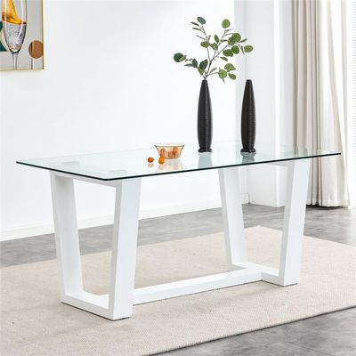 LKTART 63''Rectangular Galss Modern Dining Table 0.32" Tempered Glass Tabletop for Kitchen Dining Room Meeting Room Banquet Hall (no Chair)