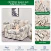 CRFATOP 2 Piece Floral Soft Chair Covers for Dogs Stretch Armchair Cover Slipcovers for 1 Seater Chair Slip Cover Washable Sofa Furniture Covers with 1 Individual Cushion Covers,(Small,34) view 2