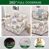 CRFATOP 2 Piece Floral Soft Chair Covers for Dogs Stretch Armchair Cover Slipcovers for 1 Seater Chair Slip Cover Washable Sofa Furniture Covers with 1 Individual Cushion Covers,(Small,34) view 3
