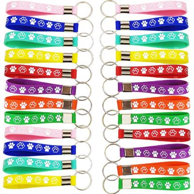 BignzwUra 24 Dog Paw Themed Party Rubber Keychains Paw Print Baby Shower Birthday Puppy Party Favors Supplies Decorations Goodie Bag Favor Stuffers Silicone Keychains