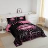Manfei Lips Comforter Set Twin Size, Rose Glitter Bedding Set 2pcs for Girls Women Bedroom Decor, Pink Twinkling Sparkling Mouth Quilt Set Soft Polyester Duvet Set with 1 Pillowcase view 2