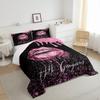 Manfei Lips Comforter Set Twin Size, Rose Glitter Bedding Set 2pcs for Girls Women Bedroom Decor, Pink Twinkling Sparkling Mouth Quilt Set Soft Polyester Duvet Set with 1 Pillowcase view 4