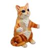 1 Set Of Orange Tabby Cat Hugging Spice Salt Pepper Shakers Holder 8.25"H view 2