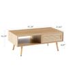 41.34" Rattan Coffee Table, Sliding Door for Storage, Solid Wood Legs, Modern Table for Living Room Natural view 2
