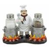 1 Set Of French Chef With Flaming Double Cauldron Pots Salt & Pepper Shakers Holder view 1