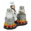 1 Set Of French Chef With Flaming Double Cauldron Pots Salt & Pepper Shakers Holder view 2