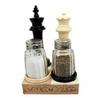 1 Set Of King & Queen Chess Checkmate Checkered Salt Pepper Shaker Holder Figurine view 1