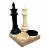 1 Set Of King & Queen Chess Checkmate Checkered Salt Pepper Shaker Holder Figurine view 2
