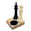 1 Set Of King & Queen Chess Checkmate Checkered Salt Pepper Shaker Holder Figurine view 3