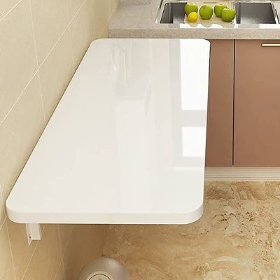 Folding Wall-Mounted Drop-Leaf Table, 0.7" Thick Heavy Duty Laundry Folding Table, Stable Sturdy Wall Table For Small Spaces Laundry Room, Kitchen & Dining Room ( Color : White , Size : 47.2*16in(120*
