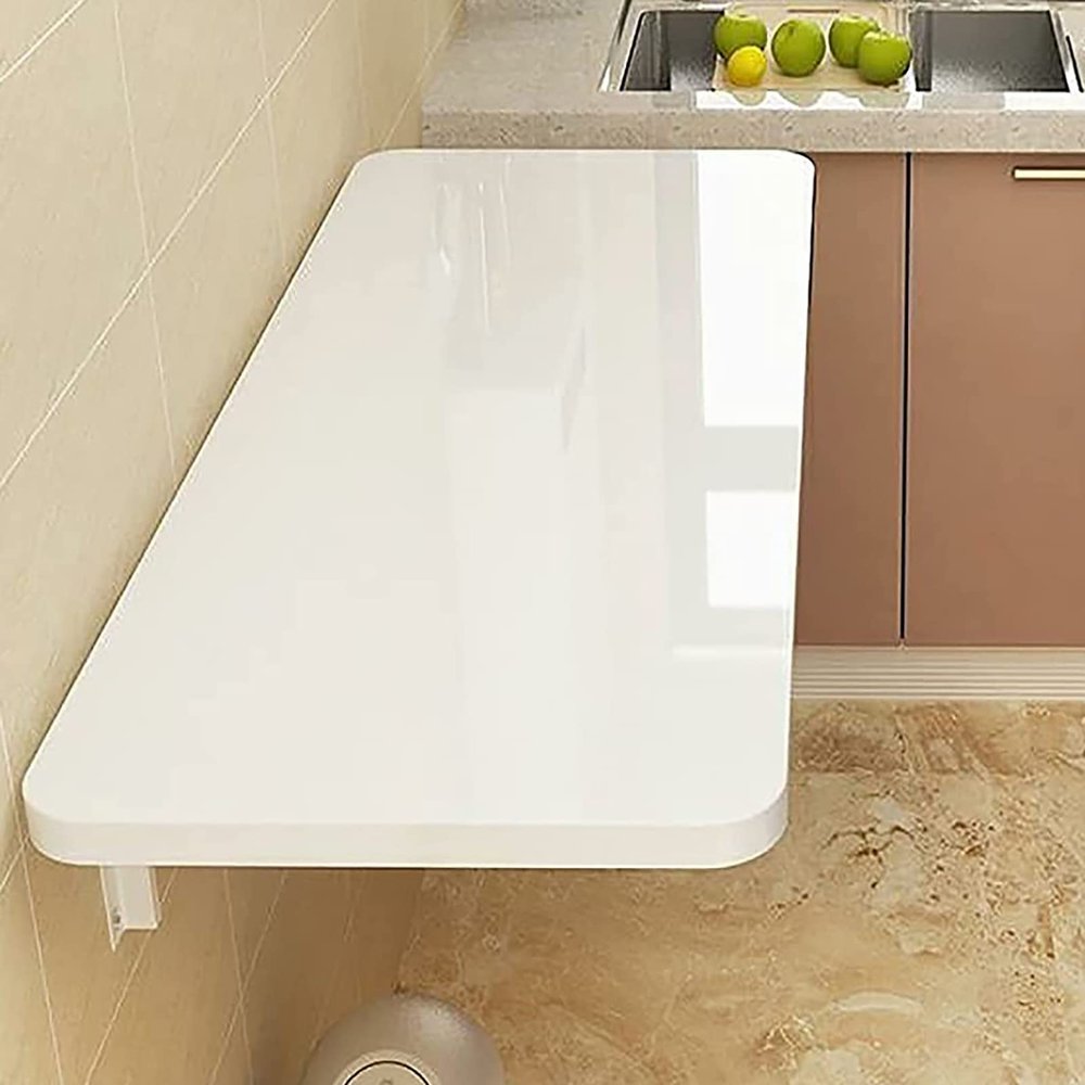 Folding Wall-Mounted Drop-Leaf Table, 0.7" Thick Heavy Duty Laundry Folding Table, Stable Sturdy Wall Table For Small Spaces Laundry Room, Kitchen & Dining Room ( Color : White , Size : 47.2*16in(120*