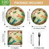 Qyeahkj 100 Pcs Bug Party Plates Napkins Supplies, Spring Summer Ladybugs Bee Reptile Birthday Party Tableware Set Insect Birthday Party Decorations Favors for Boys Girls Serve 25 view 2